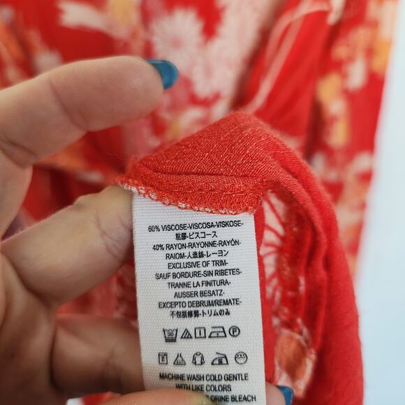 Free People Midi Dress S Floral Cottagecore Farmhouse Romantic‎ Feminine Boho - Picture 7 of 9